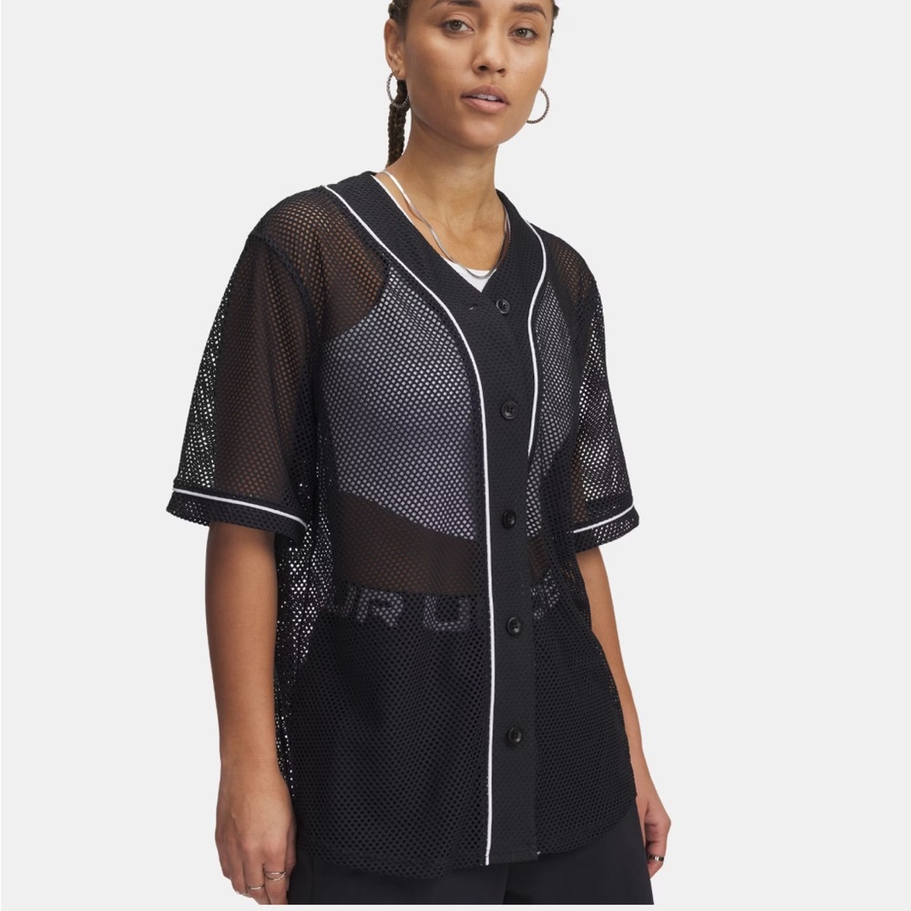 Under Armour Sportstyle Black Mesh Baseball Jersey